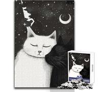 Jigsaw Puzzles for Adults 1000 Piece Black And White Cats Unique Challenge Game Home Art Decor Gift For Birthdays Size 50x75cm