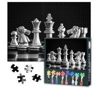 Jigsaw Puzzles for Adults 1000 Piece Black and White Chess Art King and Knight Modern Wall Decor Strategy Game Night Challenge Family Activity 27.5x19.7 Inch