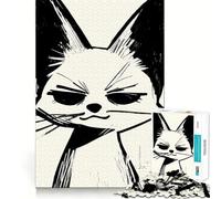 Jigsaw Puzzles for Adults 1000 Piece Black And White Fox Illustration Seamless Fit Art Mind Game Gift Slow Game Play Christmas Art Gift (50x75cm)