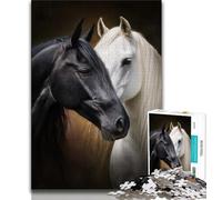 Jigsaw Puzzles for Adults 1000 Piece Black And White Horse Teenager Jigsaw,family Fun Games Is Ideal As A Gift for The Whole Family 38x26cm