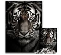 Jigsaw Puzzles for Adults, 1000 Piece Black And White Tiger Cardboard Jigsaw Puzzles Colorful Home Decor & Interactive Family Game, 26X38CM