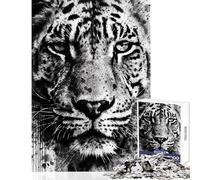 Jigsaw Puzzles for Adults 1000 Piece Black And White Tiger Family Games Home Decoration Toy Wall Decor with Fully Interlocking Randomly Shaped Pieces (38x52cm)