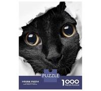 Jigsaw Puzzles for Adults 1000 Piece Black Cat Peeking Through Torn Paper Jigsaw for Adults Family Games But Fun And Humorous Christmas Birthday Gifts 70x50cm/1000pcs