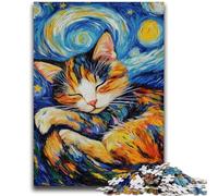 Jigsaw Puzzles for Adults 1000 Piece Black Cat Sleeping in The Night Sky Toys Educational Games Stress Relieving Unique Home Decor And Gifts 26x38cm