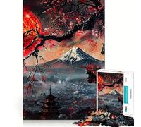 Jigsaw Puzzles for Adults 1000 Piece Black Cat ﹨u Red Moon Seamless Fit Art Mind Game Gift Slow Game Play Christmas Art Gift (38x52cm)
