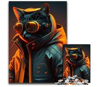 Jigsaw Puzzles for Adults 1000 Piece Black Cat with Orange VR Difficult Puzzles for Adults Interactive Family Game Ideal Family Activity Game 1000 PCS(38x26cm)