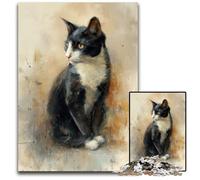 Jigsaw Puzzles for Adults, 1000 Piece Black Cat Wooden Jigsaw Puzzles Colorful Home Decor & Interactive Family Game, 50X75CM