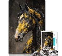 Jigsaw Puzzles for Adults 1000 Piece Black Horse Portrait 1000 Pieces for Teenagers,Educational Toy Funny Family Games Unique Home Decor 26x38cm