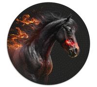 Jigsaw Puzzles for Adults 1000 Piece Black Horse Round Puzzles for 1000 Piece Birthday Gift Idea, Challenging Brain Teaser Game 67.5x67.5cm