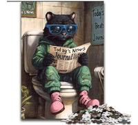 Jigsaw Puzzles for Adults, 1000 Piece Black Leopard Go Toilet 1000Pc Adults Jigsaw Puzzle Gift DIY Fun Suitable for Home Living Room Office Decoration (Size 26x38cm)