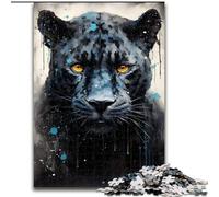 Jigsaw Puzzles for Adults 1000 Piece Black Leopard Made of Wood, Perfect DIY Art Decor Or Birthday Gift 50x75cm for Family Interactive Game