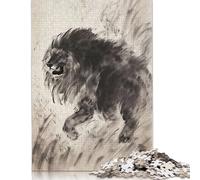 Jigsaw Puzzles for Adults 1000 Piece Black Lion Ink Drawing Jigsaw Puzzles for Adults for Educational Games Home Decor 1000pcs (75x50cm)