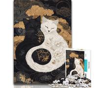 Jigsaw Puzzles for Adults 1000 Piece Black White Yin Yang Cat Teenager Jigsaw,Family Game Stress Reliever Difficult Challenge Suitable for Couples 26x38cm