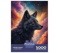 Jigsaw Puzzles for Adults 1000 Piece Black Wolf in Cosmic Clouds Adult Puzzles Toy Wall Decor Wall Decoration Deal As Gifts for The Whole Family 52x38cm/1000pcs