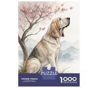 Jigsaw Puzzles for Adults 1000 Piece Bloodhound Under A Cherry Blossom Tree Adult Puzzles Toy Wall Decor Wall Decoration Deal As Gifts for The Whole Family 38x26cm/1000pcs