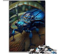 Jigsaw Puzzles for Adults, 1000 Piece Blue Bee Beetle Buzzing Jigsaw Puzzles size 50x75cm DIY Decoration, Brain Challenge, for Adult, Family