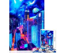 Jigsaw Puzzles for Adults 1000 Piece Blue Buildings Relax Games Tough Challenge Educational Toy with Fully Interlocking Randomly Shaped Pieces (50X75CM)