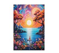 Jigsaw Puzzles for Adults 1000 Piece Boat Large Puzzle Tree, Difficult Challenging Family Games for The Whole for Women, Wooden Jigsaws with Gift Box Packaging, Home Room Decor 75x50cm D-1623