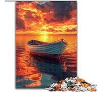 Jigsaw Puzzles for Adults 1000 Piece Boat on The Sea Made of Wood, Perfect DIY Art Decor Or Birthday Gift 50x75cm for Family Interactive Game