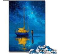 Jigsaw Puzzles for Adults 1000 Piece Boat Sailing Under The Starry Sky, Help The Brain Exercise Addictive Toys to Cultivate Patience Perfect Decoration (Size50x75cm)
