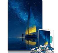 Jigsaw Puzzles for Adults 1000 Piece Boat Sailing Under The Starry Sky,learning Educational Toys Fun at Home Activities,Birthday Present,Travel Gifts (75x50cm)