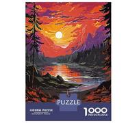 Jigsaw Puzzles for Adults 1000 Piece Bonfire By The Lake Puzzle for Adults Brain Teaser Game Enhance Memory Fun at Home Activities, 70x50cm/1000pcs
