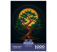 Jigsaw Puzzles for Adults 1000 Piece Bonsai Tree Stained Glass Style Art Jigsaw Relax Games Wall Decoration Deal As Gifts for The Whole Family 70x50cm/1000pcs