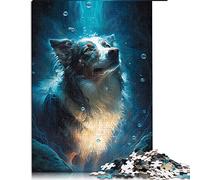 Jigsaw Puzzles for Adults 1000 Piece Border Collie Dog Jigsaw Puzzle for Adults Wood Puzzle Funny Gift (Size 50x75cm)
