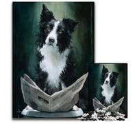 Jigsaw Puzzles for Adults 1000 Piece Border Collie on The Toilet Cardboard Puzzles Home Decors Family Challenge Toys for Men Women Elders Seniors 26X38CM