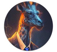 Jigsaw Puzzles for Adults 1000 Piece Boss Giraffe Round Paper Jigsaw Family Interaction & Fun Gift,Vibrant Abstract Design 67.5x67.5 cm