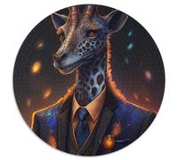 Jigsaw Puzzles for Adults 1000 Piece Boss Giraffe Round Puzzles for 1000 Piece Birthday Gift Idea, Challenging Brain Teaser Game 67.5x67.5cm