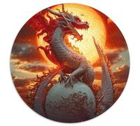 Jigsaw Puzzles for Adults 1000 Piece Brave Dragon Round Jigsaw Puzzles Skill Level Beginner,Great for Birthday (Size 67.5x67.5cm)