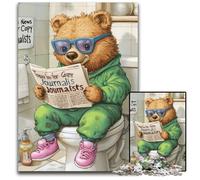 Jigsaw Puzzles for Adults 1000 Piece Brown Bear Go Toilet Challenging Puzzles DIY Art Decor, 26X38CM/10.23x14.96inch