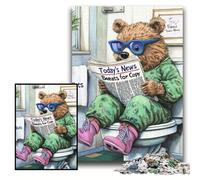 Jigsaw Puzzles for Adults 1000 Piece Brown Bear Go Toilet Jigsaw Puzzles Family Game Night Fun, DIY Decorative Artwork Size 26x38cm