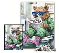 Jigsaw Puzzles for Adults, 1000 Piece Brown Bear Go Toilet Puzzles for Adults 50x75 cm Relaxing Entertainment, Home Decor