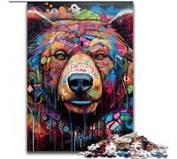 Jigsaw Puzzles for Adults 1000 Piece Brown Bear Graffiti Difficult Puzzles for Adults Perfect for Teenager & Families, Ideal size : 50x75cm