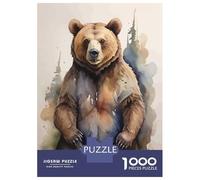 Jigsaw Puzzles for Adults 1000 Piece Brown Bear Watercolor Puzzles for Adults Relax Games Pattern Assembly Christmas Birthday Gifts 70x50cm/1000pcs