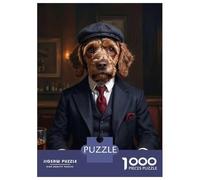 Jigsaw Puzzles for Adults 1000 Piece Brown Cockapoo Dog in Suit at The Pub Jigsaw for Adults Family Games But Fun And Humorous Christmas Birthday Gifts 52x38cm/1000pcs