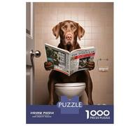 Jigsaw Puzzles for Adults 1000 Piece Brown Labrador on Toilet Jigsaw Puzzle Brain Teaser Game Stress Reliever Unique Birthday And Xmas Gifts 52x38cm/1000pcs