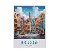 Jigsaw Puzzles for Adults 1000 Piece,Brugge Belgium Vintage Travel Poster,Classic Puzzle Teens Boys Girls Puzzles for DIY Intellective Educational Game, Gift Home Decor-AU257-26x38cm