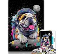 Jigsaw Puzzles for Adults 1000 Piece Bulldog Astronaut 1000 Pieces for Teenagers,Educational Toy Funny Family Games Unique Home Decor 26x38cm