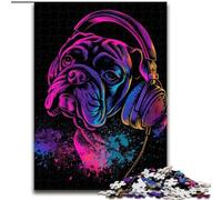 Jigsaw Puzzles for Adults 1000 Piece Bulldog DJ with Headphones Made of Wood, Perfect DIY Art Decor Or Birthday Gift 50x75cm Family Fun Craft, Perfect for Birthdays, Holidays