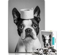 Jigsaw Puzzles for Adults 1000 Piece Bulldog Playing with Toilet Paper,learning Educational Toys Fun at Home Activities,Birthday Present,Travel Gifts (38x26cm)