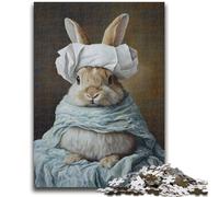 Jigsaw Puzzles for Adults 1000 Piece Bunny Playing with Toilet Paper Stress Reliever Difficult Challenge Suitable for Desktop Decoration 26x38cm