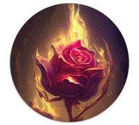 Jigsaw Puzzles for Adults 1000 Piece Burning Rose Round Jigsaws 1000 Pieces for Adults Challenging Brain Teaser, Family Activity, Home Decor, 67.5x67.5cm