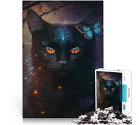 Jigsaw Puzzles for Adults 1000 Piece Butterflies and black cats Made of wood for and 14 years and over unique challenge game Offered as gifts for the whole family。size:50x75cm/19.68x29.52inch