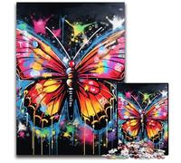 Jigsaw Puzzles for Adults 1000 Piece Butterfly Art Graffiti Impossible Jigsaw Puzzles for Adults Ideal for Family Fun, Relaxation 26X38CM/10.23x14.96inch