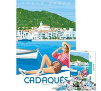 Jigsaw Puzzles for Adults 1000 Piece Cadaqués Costa Brava Poster Addictive Toys to Cultivate Patience Fun Games Learning Educational Gifts Birthday (size 38x52cm)