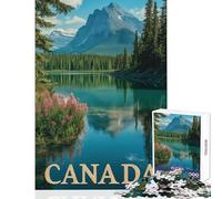 Jigsaw Puzzles for Adults 1000 Piece Canada Wilderness - Majestic Mountains And Mirror Lake Travel Poster Brain Teaser Game Tough Challenge DIY Toys Unique Birthday And Xmas Gifts (38X26CM)