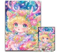 Jigsaw Puzzles for Adults, 1000 Piece Cartoon Little Girl Deer Wooden Jigsaw Puzzles Interesting Stress Reduction, Gifts Ideas for 14+ 50X75CM